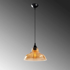 Opviq Lampada a sospensione Dilberay 327-S a 1 luce in vetro ambra/nero Ø 28 cm