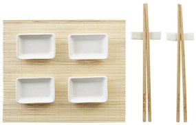 Set per Sushi DKD Home Decor Naturale Bianco Bambù (28 x 22 x 2,5 cm)