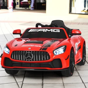 Costway Macchina cavalcabile 12 V per bambini con telecomando e luci LED, Mercedes  Benz AMG GT4 elettrica Rosso