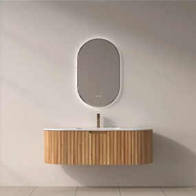 Mobile bagno curvo 120 cm cannettato con lavabo integrato | KAM-NORTH-P120 - KAMALU