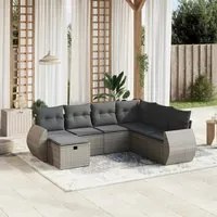 Set Divani da Giardino 7 pz con Cuscini Grigio in Polyrattancod mxl 114812