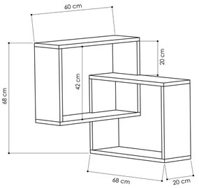 Mensola angolare RING 68x68 cm bianco/antracite