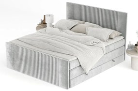 Letto boxspring grigio chiaro con contenitore 200x200 cm Bergamo – Maison de Rêve