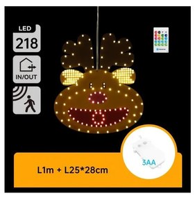 Aigostar - Decorazione natalizia LED 218xLED/3xAA IP44 + telecomando renna 28 cm