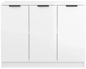 Credenza bianco lucido 90,5x30x70 cm in legno multistrato