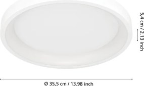 Eglo 901912 - Plafoniera LED RGBW dimmerabile LORETELLO-Z LED/19,6W/230V Ø35 cm bianca