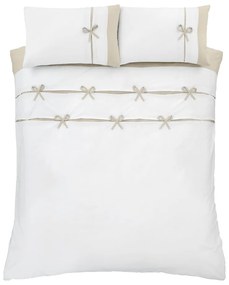 Set copripiumino e federa bianco per letto matrimoniale e per letto esteso 230x220 cm Milo Bow – Catherine Lansfield