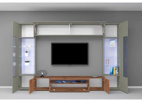 Parete Attrezzata Egypt – Tortora/Rovere Wotan, 290x40x190 cm, Made in Italy
