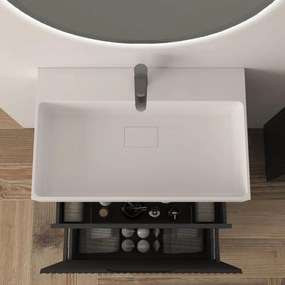 Mobile da bagno sottolavabo Cortina L70 X P45 X H 79cm, cannettato, nero opaco