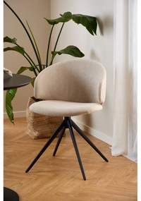 Sedia da pranzo beige in imbottito con braccioli Ella – Actona