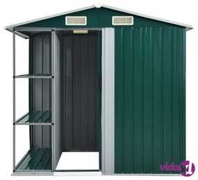vidaXL Capanno da Giardino con Scaffali Verde 205x130x183 cm in Ferro