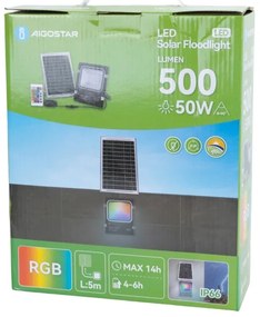 Aigostar - LED RGB Faro solare dimmerabile LED/50W/3,2V IP66 + +TC