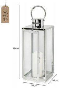 Lanterna decorativa 49 cm in cromo lucido