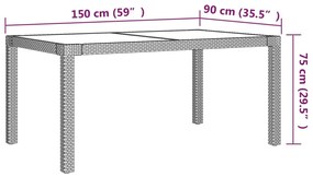 Set da Pranzo per Esterni 7 pz con Cuscini in Polyrattan Grigio