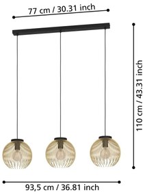Eglo 900167 - Lampadario a sospensione con filo VENEZUELA 3xE27/40W/230V