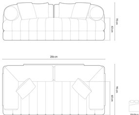 Divano marrone allungabile con rivestimento in velluto 206 cm Kemi – Cosmopolitan Design