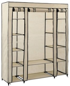 Armadio Con Scomparti E Aste Crema 150x45x176 Cm İn Tessuto /