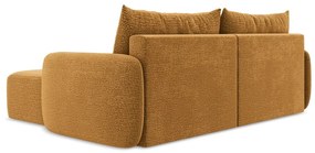 Divano angolare arancione allungabile/con contenitore (con penisola a destra) Kalena – Makamii