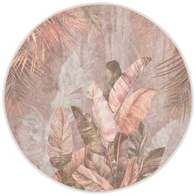 Tappeto rotondo in rosa chiaro lavabile ø 100 cm Dusty Leaves – Mila Home