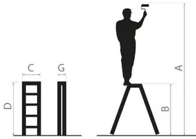 Scala a gradini bifacciale in alluminio, con 6 gradini e una capacità di carico di 150 kg