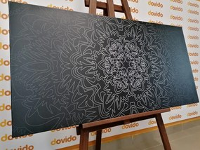 Quadro su tela – Mandala ornamentale in bianco e nero