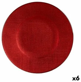 Piatto da pranzo Rosso Vetro 21 x 2 x 21 cm (6 Unità)