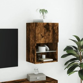 Mobile TV con Luci LED Rovere Fumo 40,5x30x60 cm