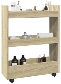 Carrello Stretto A 3 Livelli Rovere Sonoma İn Truciolato /