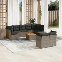 Set Divano da Giardino 10 pz con Cuscini Grigio in Polyrattancod mxl 111955