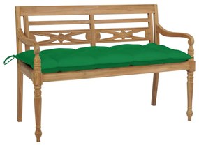 Panca batavia con cuscino verde 120 cm in massello di teak