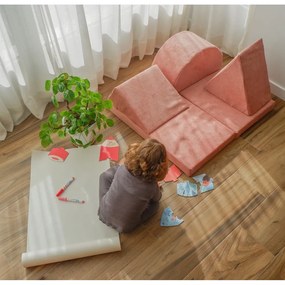 Pouf per bambini in velluto a coste rosa chiaro Montessori - Little Nice Things