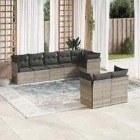 Set Divano da Giardino 8pz con Cuscini Grigio Chiaro Polyrattan 3217912