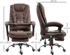 Poltrona da Ufficio 65x70x111-119 cm con Telecomando e 6 Punti di Massaggio in Microfibra Marrone...