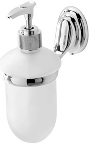 Dispenser portasapone a muro in vetro satinato con supporto cromato Facile