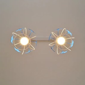 Lampadario a sospensione per bambini STARS 2xE27/15W/230V blu/bianco