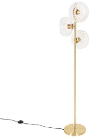 Lampada da terra Art Déco oro con vetro 3 luci - Ayesha