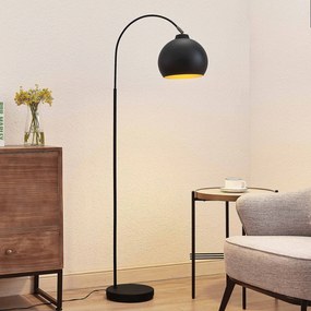 Lindby lampada ad arco Minali, nera, metallo, altezza 148 cm, E27
