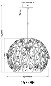 Globo 15759H - Lampadario a sospensione con filo MIKA 1xE27/40W/230V diametro 40 cm
