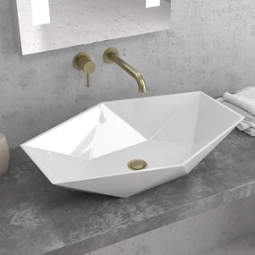 Lavabo da appoggio 64cm esagonale bianco | Litos-K64 - KAMALU