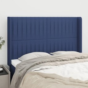 Testiera Ad Orecchio Blu 147x16x118/128 Cm İn Tessuto /