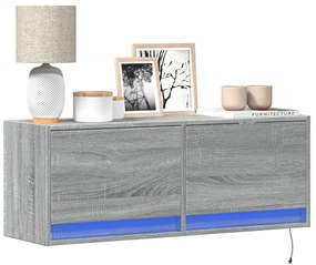 Mobile Tv A Parete Con Luci Led Grigio Sonoma 100x31x35 Cm /
