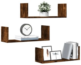 Mensole Da Parete 2pz Rovere Fumo 58x18x18 Cm İn Truciolato /