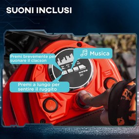 Moto Elettrica per Bambini con Acceleratore Manuale 2 Velocità 8-16km/h Rosso...