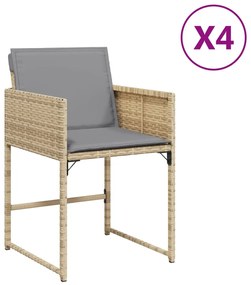 Sedie da giardino con cuscini 4 pz beige misto in polyrattan