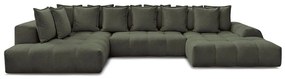 Divano angolare verde allungabile e con contenitore (penisola a sinistra/a U) con rivestimento in ciniglia Everest – Bobochic Paris
