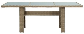 Tavolo da giardino marrone 200x100x74 cm in vetro e polyrattan