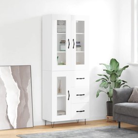 Credenza Bianco Lucido 69,5x34x180 Cm İn Legno Multistrato /