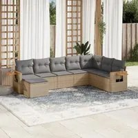 Set Divano da Giardino 8 pz con Cuscini Beige in Polyrattancod mxl 90403