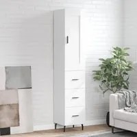 Credenza 34,5x34x180 cm in Legno Multistrato Bianco Lucidocod mxl 102225