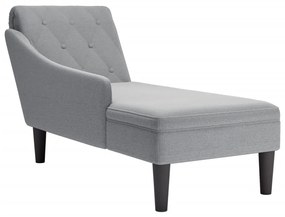 Sdraio Con Cuscino E Bracciolo Destro İn Tessuto Grigio Chiaro /